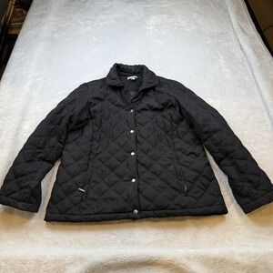 Croft & Barrow Womens Quilted Snap Front Jacket Black Size Large